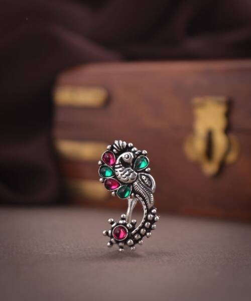 Traditional German Silver Nath (Nose Ring)