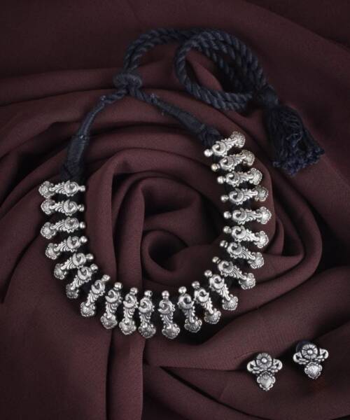 Bohemian German Silver Thread Necklace