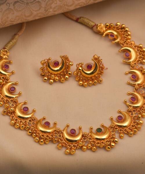 Celestial Chandra Necklace with Green Stone