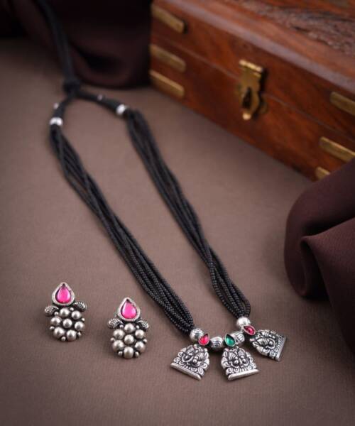 Stylish German Silver Short Mangalsutra (Design C)